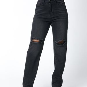 Boyfriend Wide Legs Jeans | Black